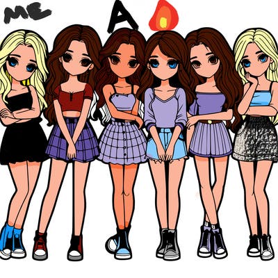 a group of girls realistic