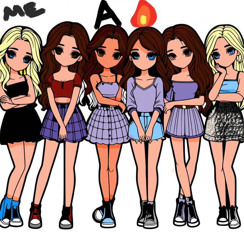 a group of girls realistic