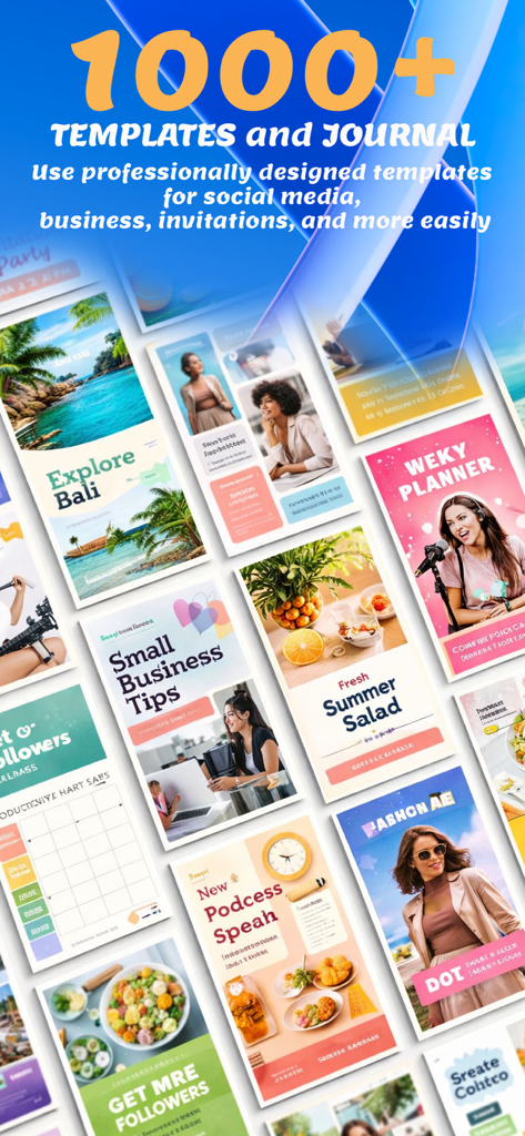 Canvas Template & Design Maker - Una variedad de plantillas profesionales para redes sociales y diseños de negocios