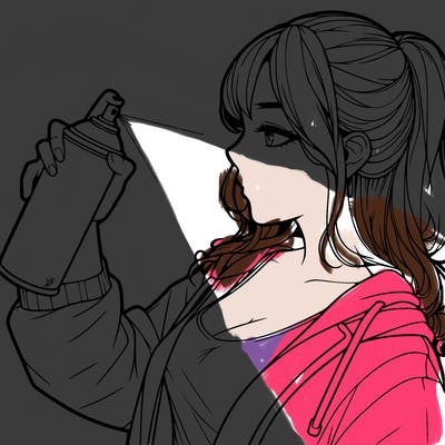 a realistic girl spray, painting