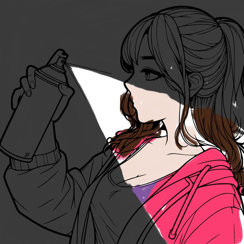 a realistic girl spray, painting