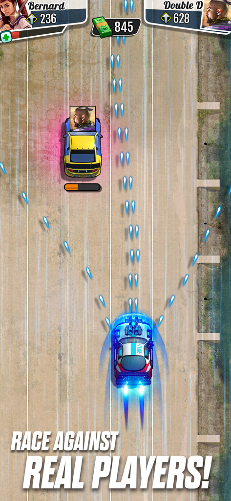 Vista aérea de corrida de carros e tiro em rivais em Fastlane Road to Revenge