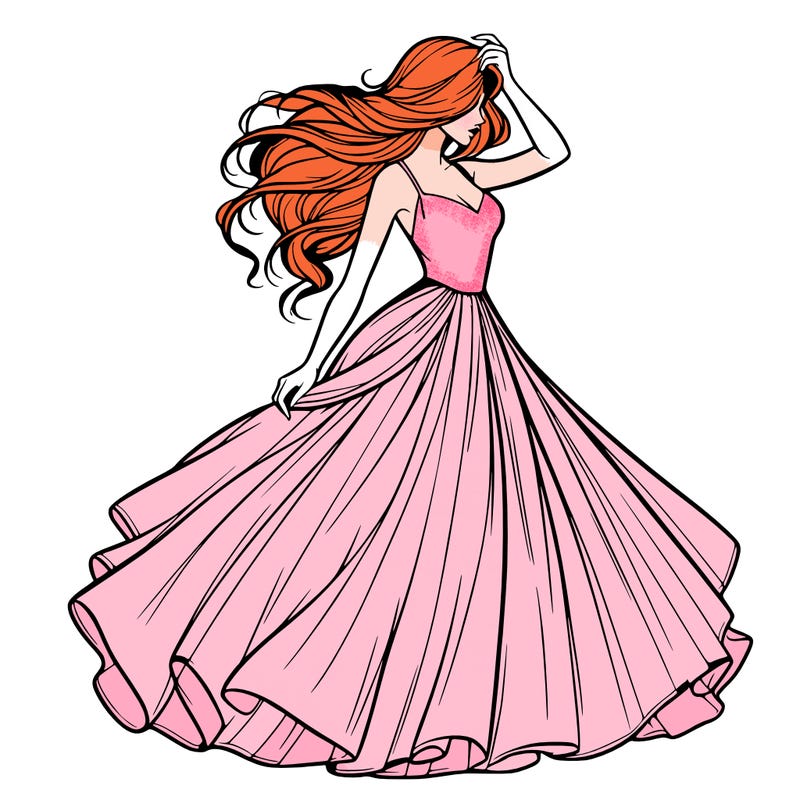 realistic woman with dress flowing in the wind