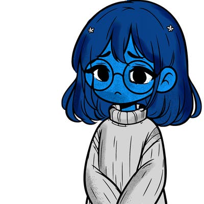 sad girl with glasses in a sweater