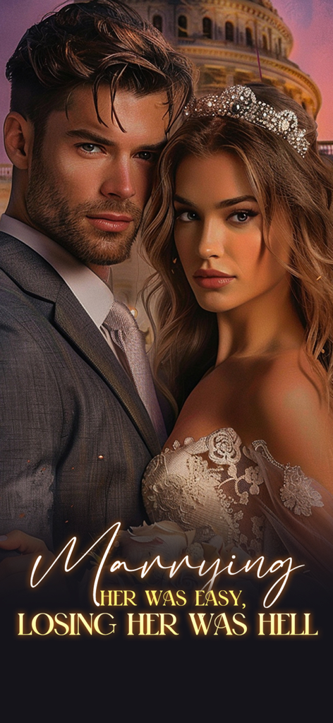 A man in a suit and a woman in a wedding dress and tiara for a romance novel title