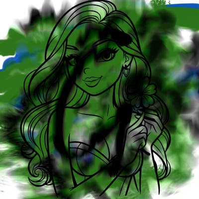 beautiful woman  carrying a clover