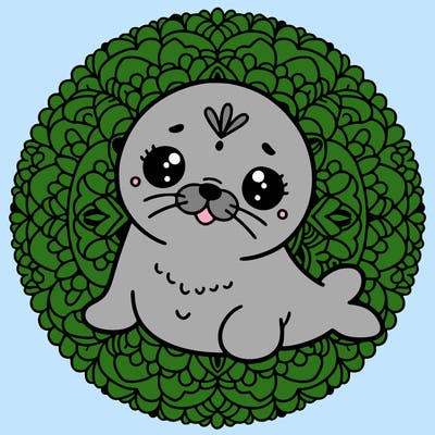 a cute baby seal mandala