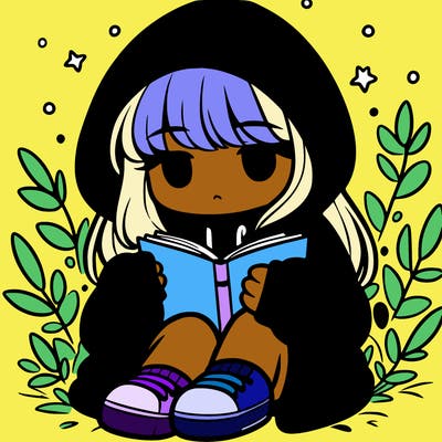 girl in oversized hoodie reading a book