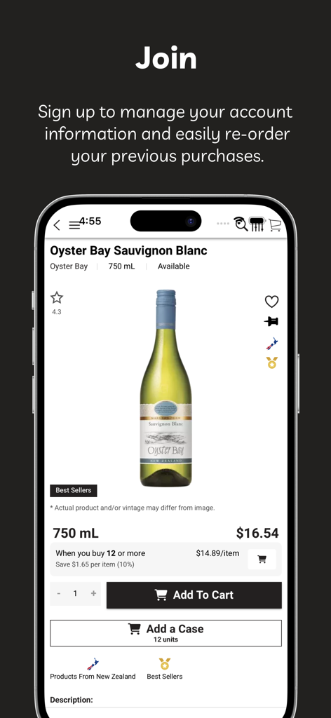 Delancey Wine & Spirits - Product detail screen for Sauvignon Blanc on the Delancey Wine and Spirits mobile app.