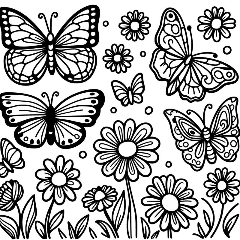 butterflies and flowers