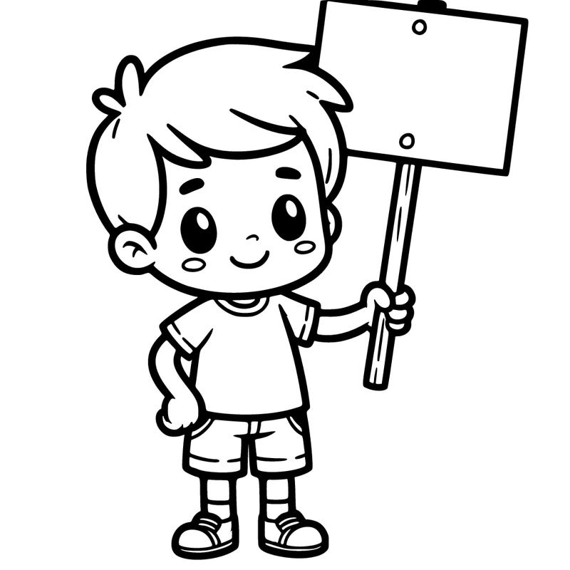boy holding a sign