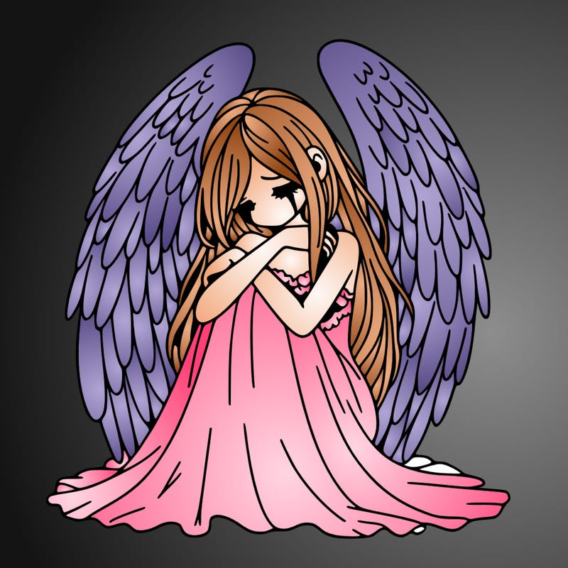 ethereal girl in grief, lonely and heartbroken