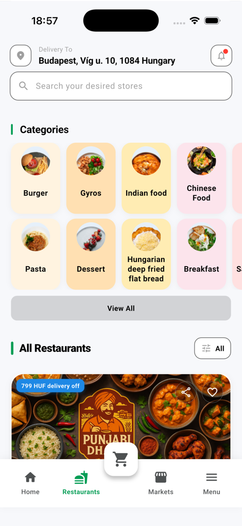 Marwa Foods: Food Delivery - Home screen of Marwa Foods app showing food categories like Indian food and Gyros alongside restaurant listings