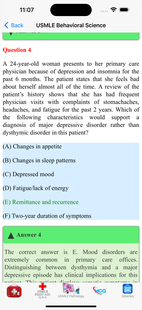 USMLE STEP 1 QUESTION BANK - A behavioral science multiple choice question with a detailed answer explanation in the USMLE Step 1 app.