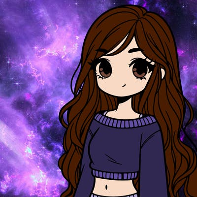 girl with long hair and a crop top with a sweater