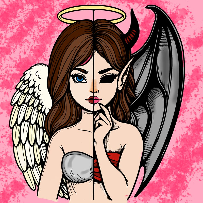 realistic angel half demon
