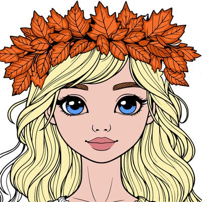 realistic girl with fall leaf crown