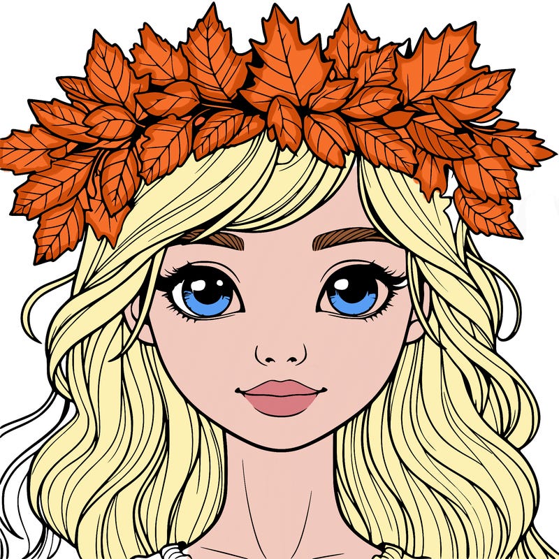 realistic girl with fall leaf crown