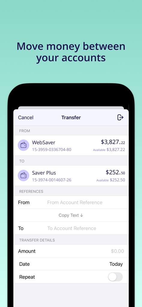 TSB Bank Ltd Mobile Banking - TSB Bank mobile app screen showing the interface to move money between accounts