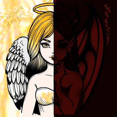 realistic angel half demon