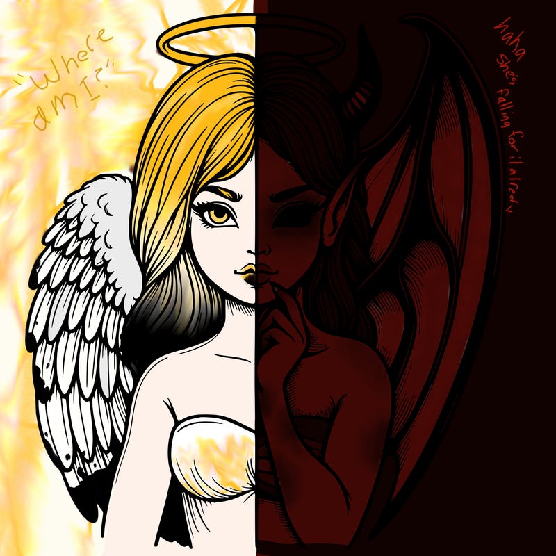 realistic angel half demon