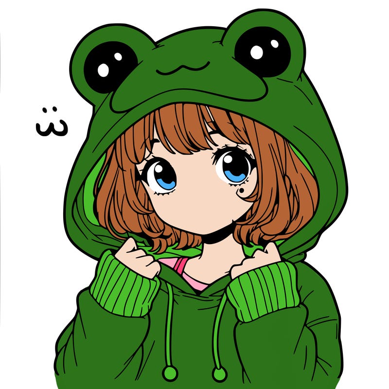 a cute teenage girl wearing a frog hoodie