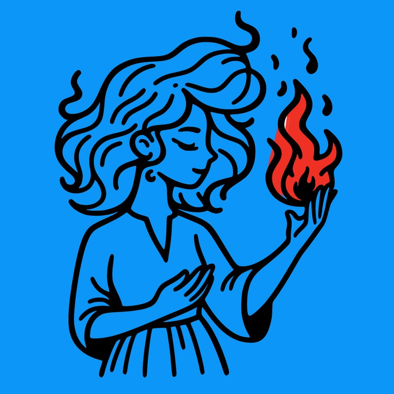 woman with fire
