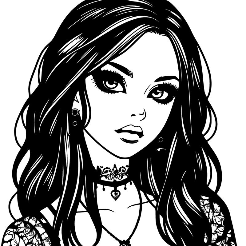 realistic beautiful goth woman