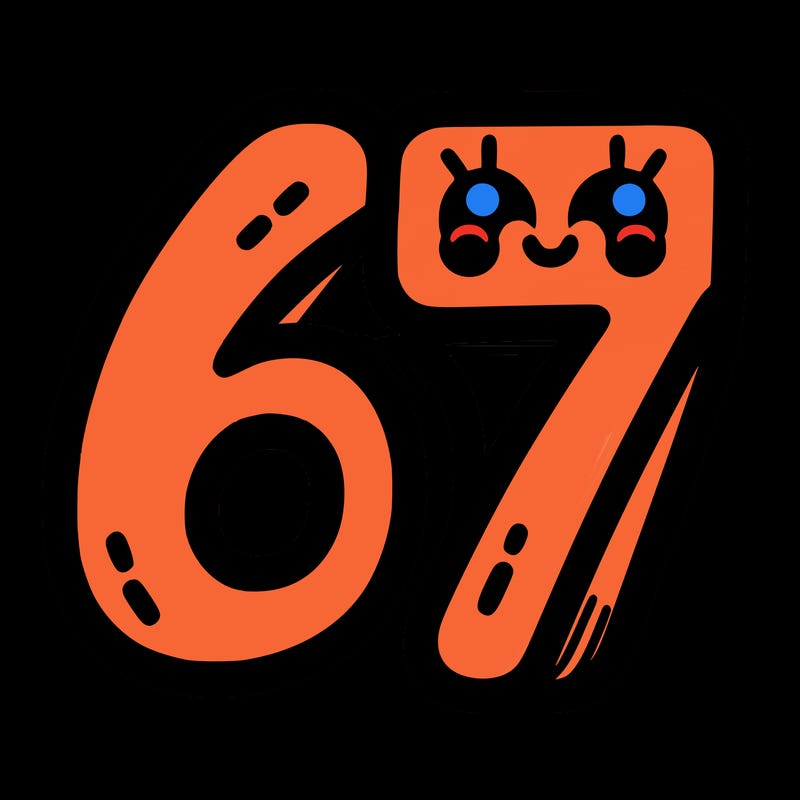 the numbers 67