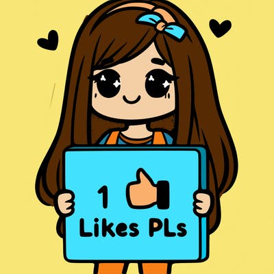 girl holding a sign saying 10 likes pls