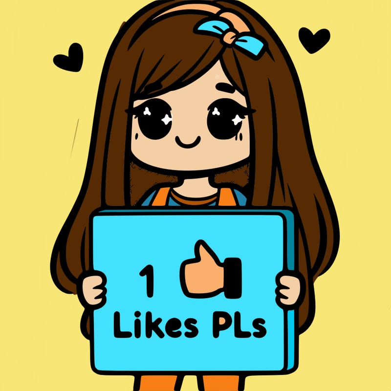 girl holding a sign saying 10 likes pls