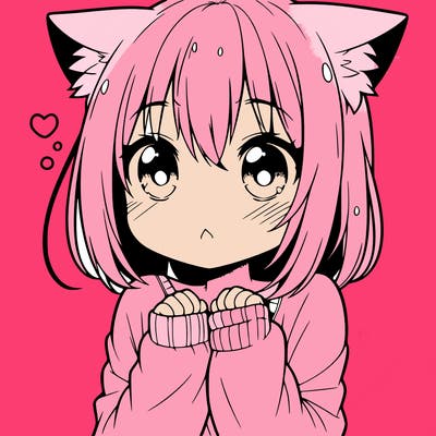 shy anime catgirl
