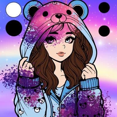 realistic girl in a animal pjs hoodie