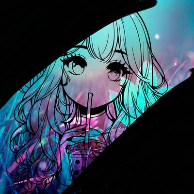 realistic girl drink a boba