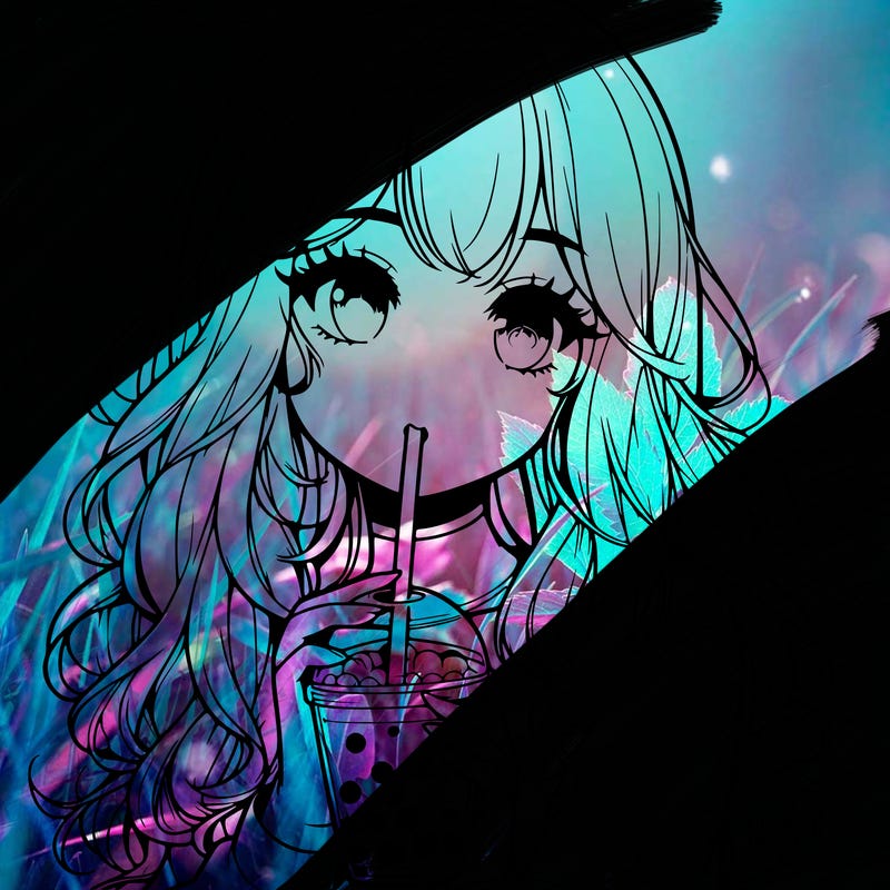 realistic girl drink a boba