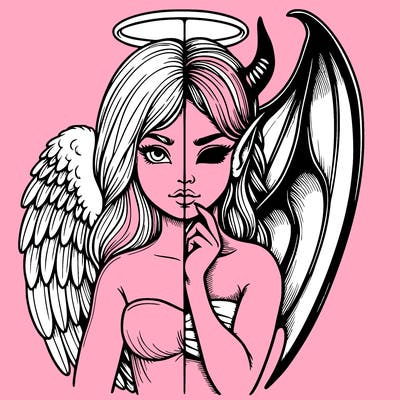 realistic angel half demon