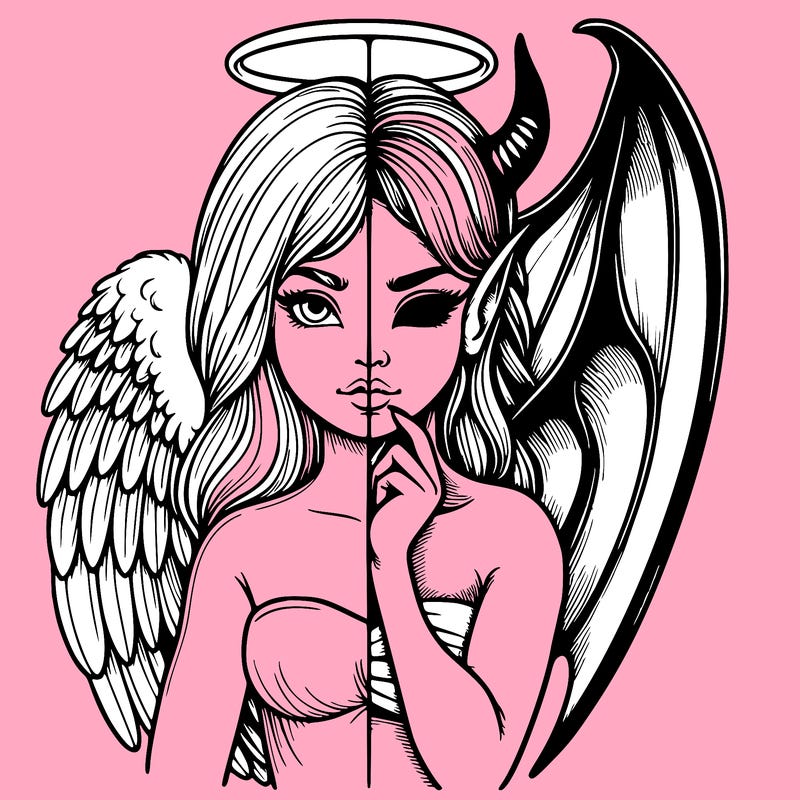 realistic angel half demon