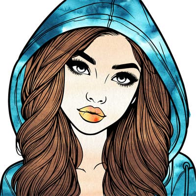 realistic beautiful girl with a hood on