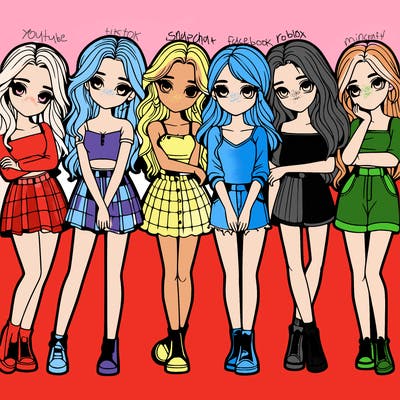 a group of girls realistic