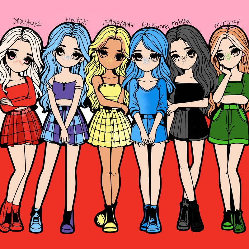 a group of girls realistic