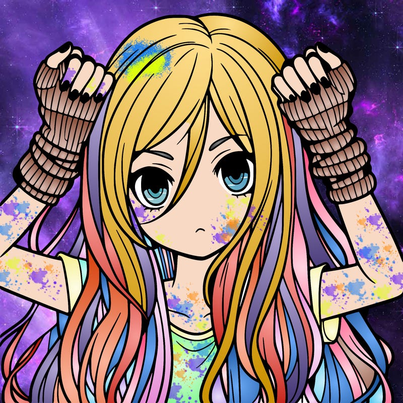 long haired girl with fingerless gloves