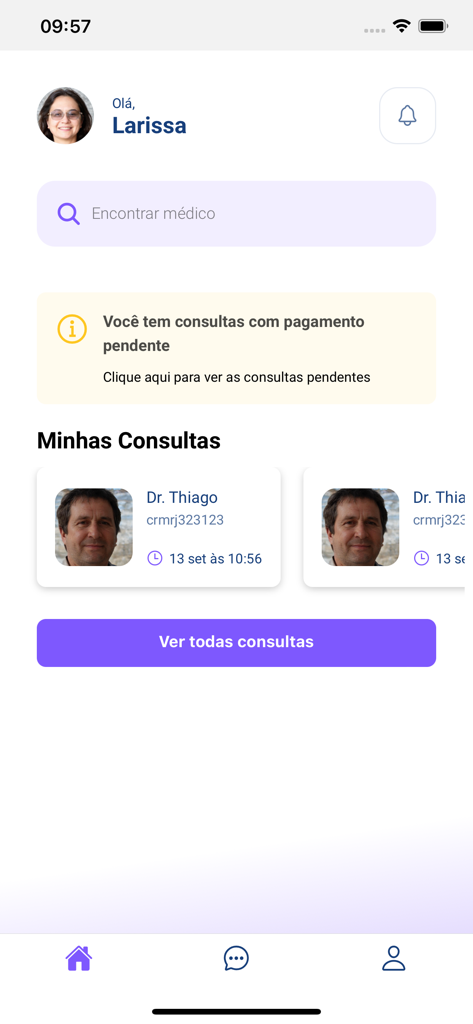 Doctor Link - Doctor Link mobile app interface showing patient appointments and search feature