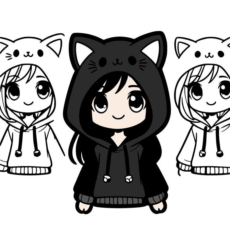 girl wearing a cat hoodie