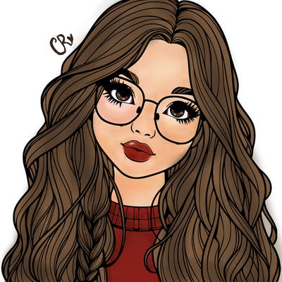girl with long hair and freckles and glasses realistic