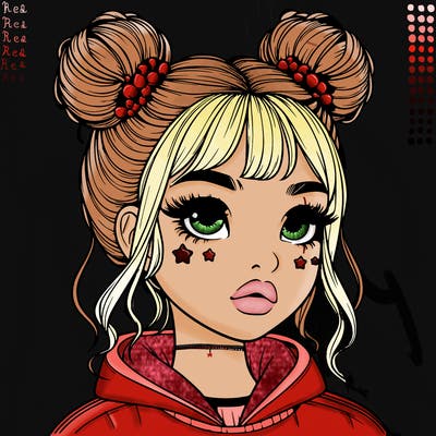 realistic girl with space buns