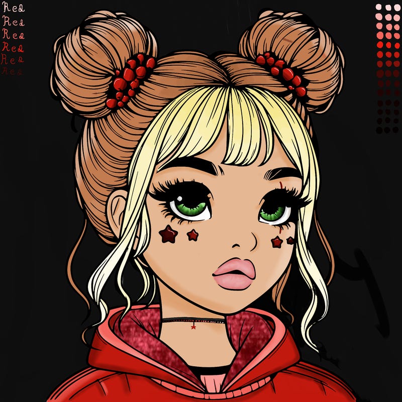 realistic girl with space buns
