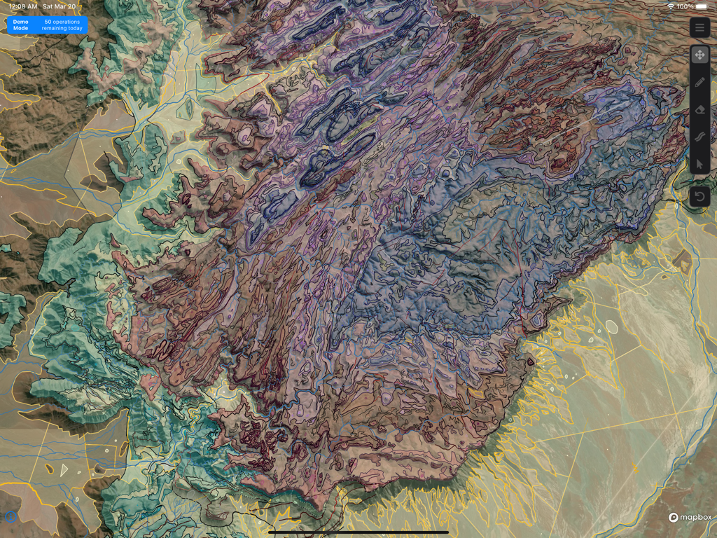 Mapboard GIS - A detailed geological map with multiple color coded layers in Mapboard GIS