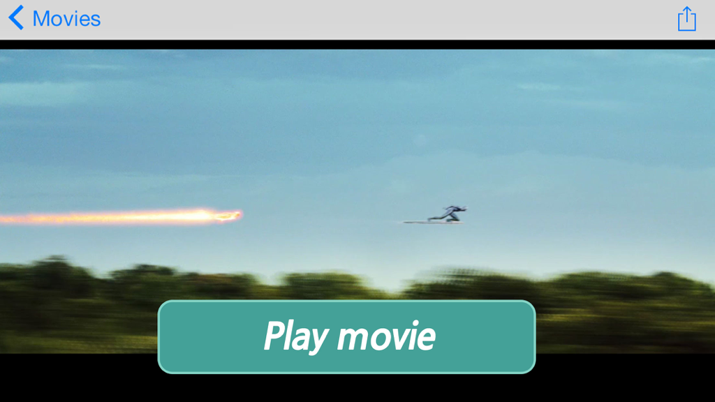 Air Transfer - File Transfer from/to PC thru WiFi - Air Transfer app movie player interface showing a video playback screen with a Play movie button