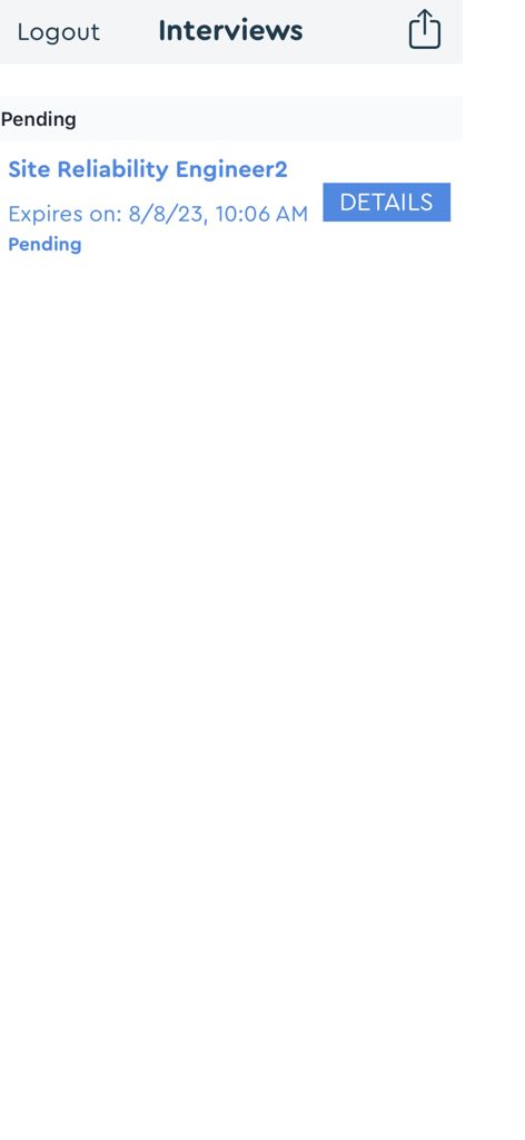 A list of pending job interviews in the interviewstream mobile application