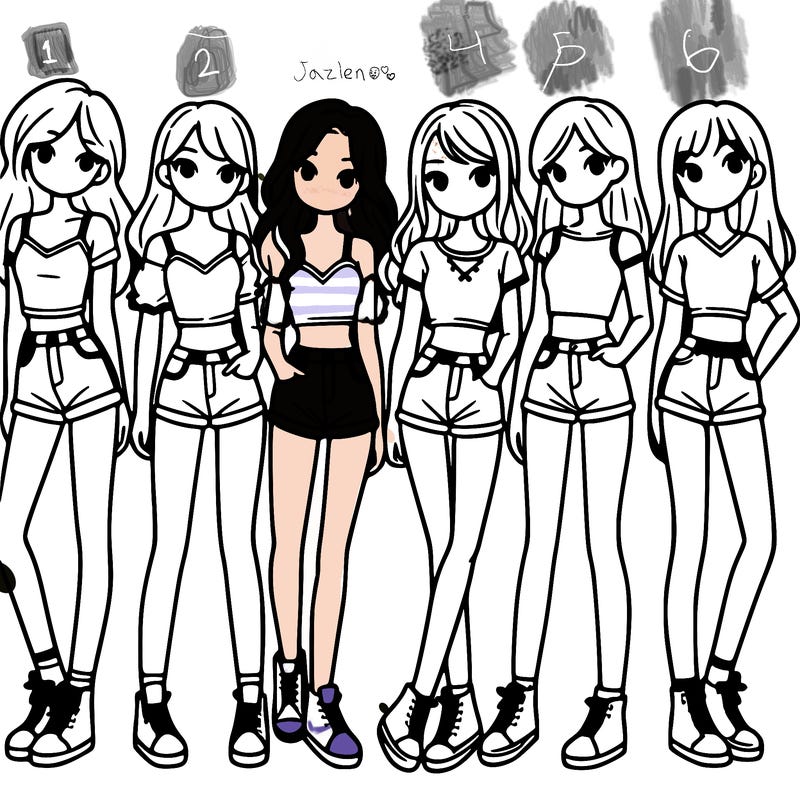 a group of girls wearing crop tops and shorts